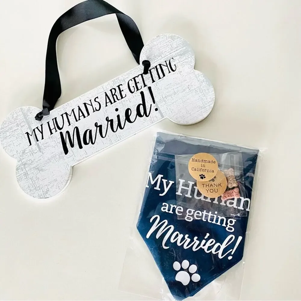 NEW ANTHROPOLOGIE Navy Blue White Engagement Dog Pet Bandana Door Neck Sign